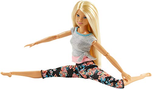 Barbie Fashionista Made to Move, muñeca articulada rubia con top gris (Mattel FTG81)