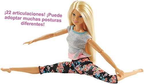 Barbie Fashionista Made to Move, muñeca articulada rubia con top gris (Mattel FTG81)