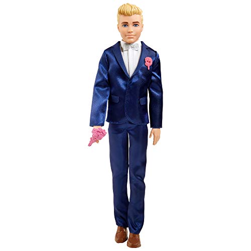 Barbie Ken Novio Muñeco vestido con traje de novio con accesorios para boda (Mattel GTF36)