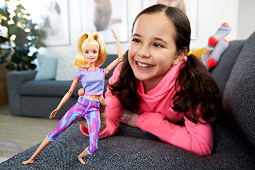 Barbie Movimiento sin límites Muñeca articulada rubia con ropa deportiva de juguete (Mattel GXF04)