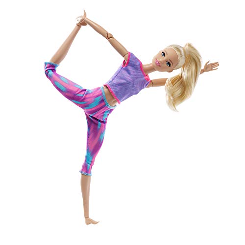 Barbie Movimiento sin límites Muñeca articulada rubia con ropa deportiva de juguete (Mattel GXF04)