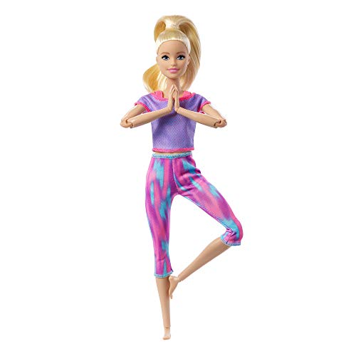 Barbie Movimiento sin límites Muñeca articulada rubia con ropa deportiva de juguete (Mattel GXF04)