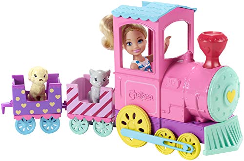 Barbie Muñeca Chelsea y su tren de mascotas, accesorios muñeca (Mattel FRL86)