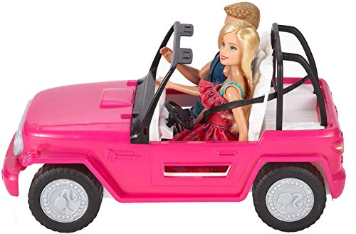 Barbie - Muñeco Ken y muñeca Barbie con su coche de playa, coche muñeca (Mattel CJD12)