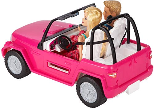 Barbie - Muñeco Ken y muñeca Barbie con su coche de playa, coche muñeca (Mattel CJD12)