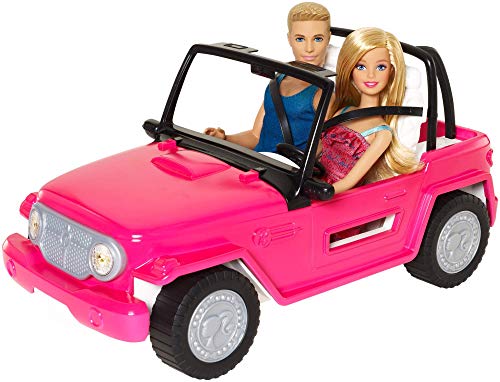 Barbie - Muñeco Ken y muñeca Barbie con su coche de playa, coche muñeca (Mattel CJD12)