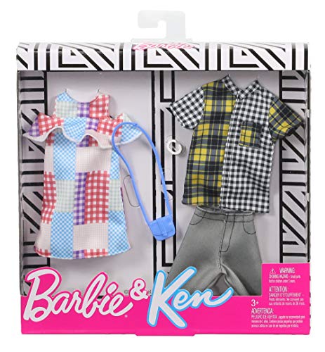 Barbie Pack de moda para muñecas Barbie y Ken estampado de cuadros (Mattel GHX72)