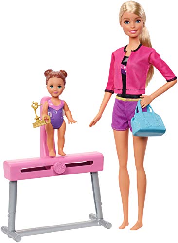 Barbie Quieo Ser Gimnasta artística - Muñeca rubia con niña y accesorios (Mattel FXP39)