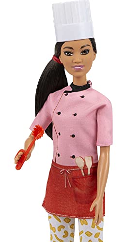 Barbie quiero ser Chef muñeca morena con accesorios para cocinar pasta para niñas + 3 años (Mattel GTW38)