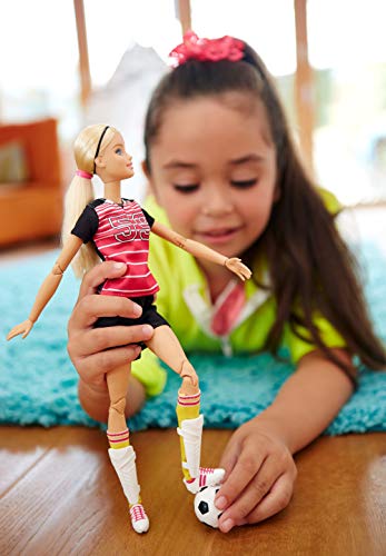 Barbie Quiero Ser futbolista, muñeca rubia con accesorios (Mattel DVF69)