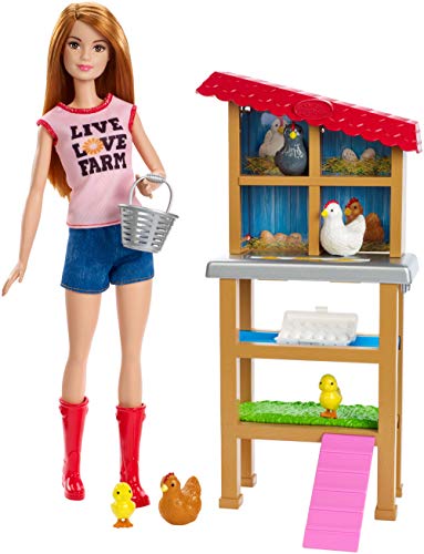 Barbie Quiero Ser Granjera de Gallinas y Pollitos, Muñeca con Animales y Accesorio (Mattel FXP15) , color/modelo surtido