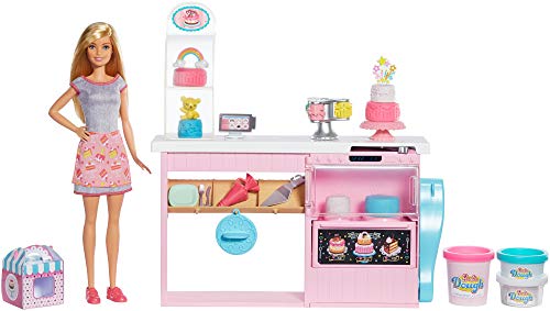 Barbie Quiero Ser Pizza Chef, Muñeca Y Accesorios De Juguete, Regalo para Niñas Y Niños 3-9 Años + Y Su Pastelería, Muñeca con Cocina Y Accesorios, Regalo para Niñas Y Niños 3-9 Años