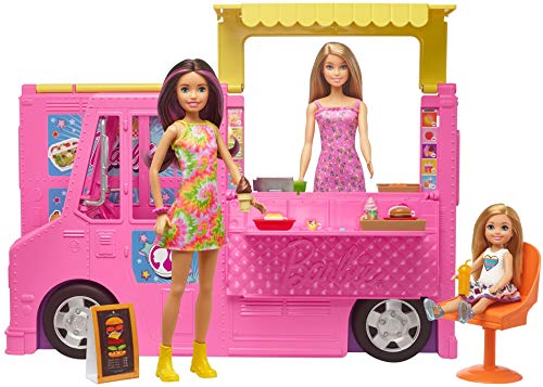 Barbie- Restaurante Hermanas Incluye 3 MUÑECAS Y MAS DE 30 Accesorios, Multicolor (Mattel GWJ58)