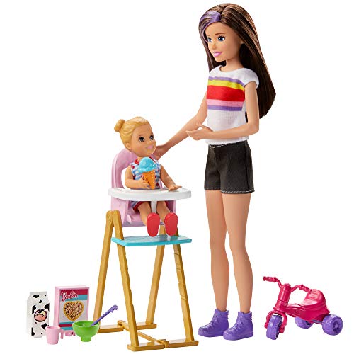 Barbie Skipper Canguro Hora de comida muñecas con bebe y accesorios (Mattel GHV87)