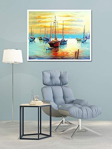 Barco de pesca diy pintura por números kits de pintura pintura al óleo por números en lienzo para pintar cuadros de arte de pared enmarcados A22 60x75cm