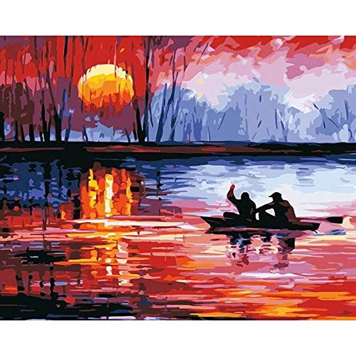 Barco de pesca pintura de bricolaje por números kits de pintura pintura al óleo abstracta por números en lienzo para pintar cuadros de arte de pared A12 50x70cm