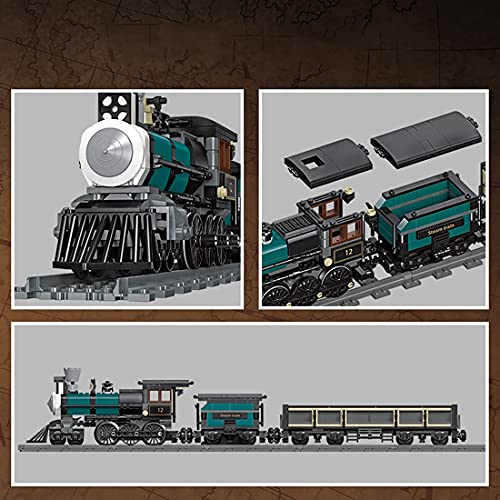 Barm Technics City Train Set, 560 + Pcs Retro Steam Train Rail Freight Train Juego de Bloques de construcción con vías de Tren, Ladrillos - Compatible con Lego 60198