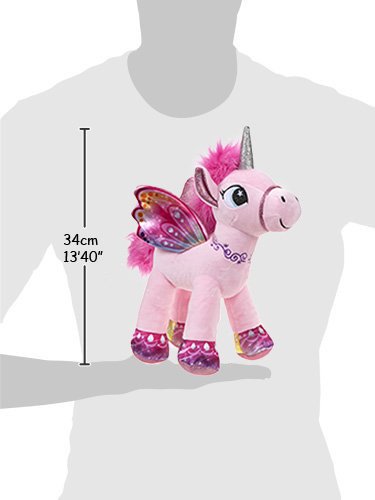 BARRADO Peluche Unicornio con alas de pie - Calidad Supersoft (Rosa, 34cm)