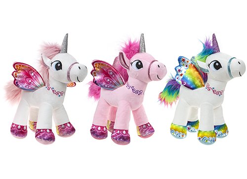 BARRADO Peluche Unicornio con alas de pie - Calidad Supersoft (Rosa, 34cm)