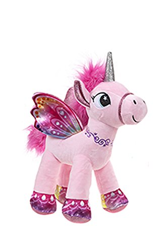 BARRADO Peluche Unicornio con alas de pie - Calidad Supersoft (Rosa, 34cm)