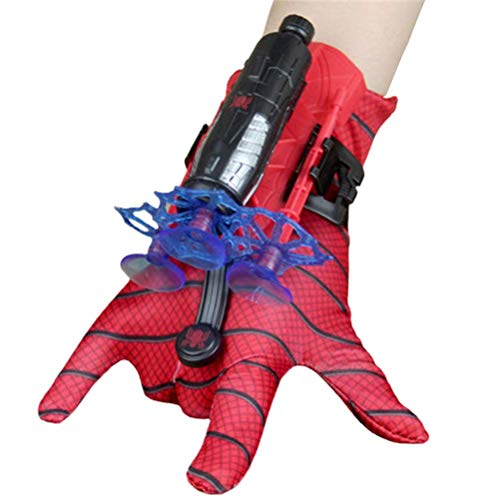 BASOYO Launcher Guantes para niños Spider-Man, guantes de plástico Cosplay Hero Launcher muñequera, juguete divertido para niños, juguete educativo, talla única