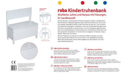 Baul juguetero roba, banco para niños, mueble infantil para sentarse y guardar juguetes, blanco.