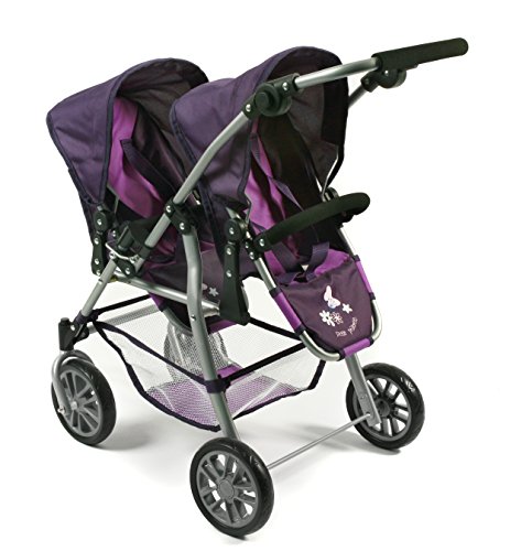 Bayer Chic 2000 69125 Tandem Buggy Twinny Carrito de muñecas de hasta 46 cm, Morado , color/modelo surtido