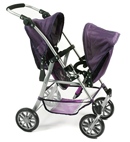 Bayer Chic 2000 69125 Tandem Buggy Twinny Carrito de muñecas de hasta 46 cm, Morado , color/modelo surtido