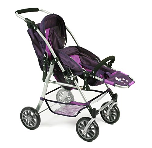 Bayer Chic 2000 69125 Tandem Buggy Twinny Carrito de muñecas de hasta 46 cm, Morado , color/modelo surtido