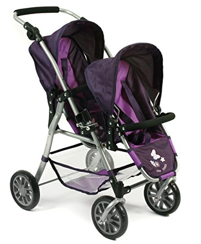 Bayer Chic 2000 69125 Tandem Buggy Twinny Carrito de muñecas de hasta 46 cm, Morado , color/modelo surtido