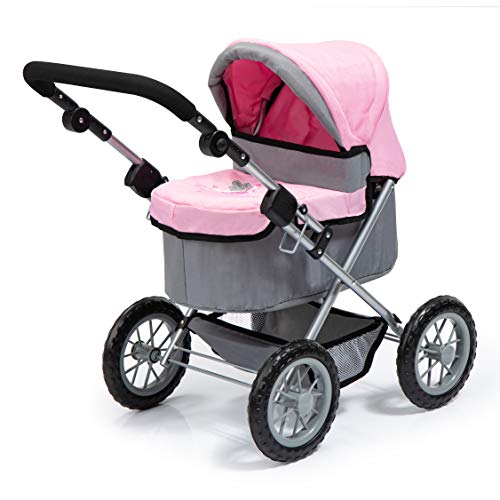 Bayer Design 13008Aa, Cochecito, Carro Muñecas Trendy, Plegable, Gris, Rosa, Color