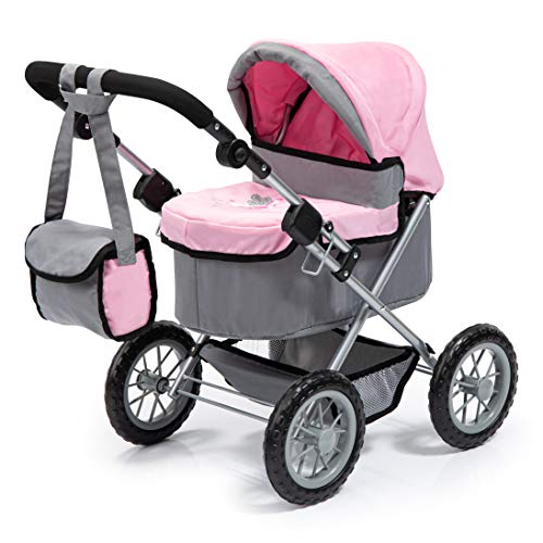 Bayer Design 13008Aa, Cochecito, Carro Muñecas Trendy, Plegable, Gris, Rosa, Color