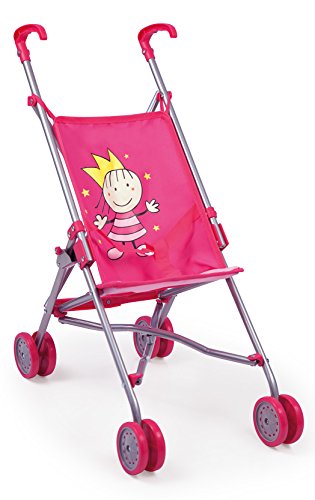 Bayer Design 30182AA Sillita de Paseo para muñecas, con cinturón de Seguridad, Cuatro Ruedas Dobles, Rosa, Princesa, Color, 58cm (30182)