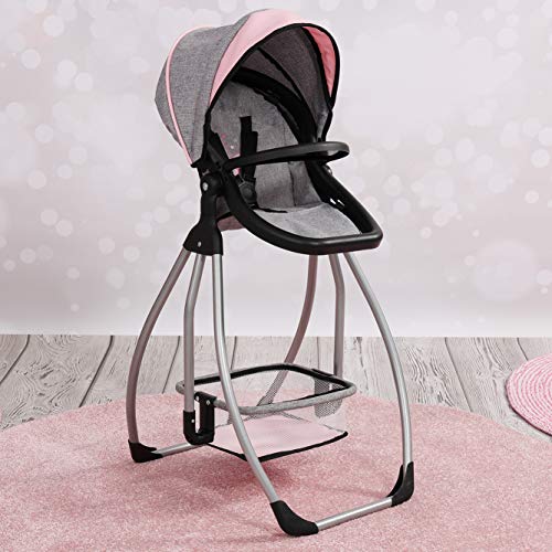 Bayer Design 63533Aa, Accesorios Juguetes, Trona Trio, Silla Alta, Asiento, Columpio Para la Muñeca, Rosado, Gris, Color Rosa, Hada