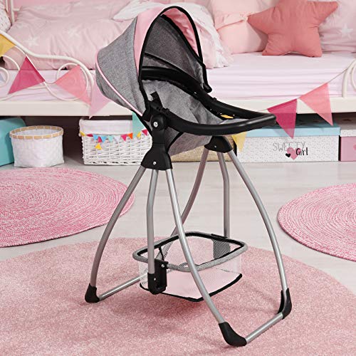 Bayer Design 63533Aa, Accesorios Juguetes, Trona Trio, Silla Alta, Asiento, Columpio Para la Muñeca, Rosado, Gris, Color Rosa, Hada