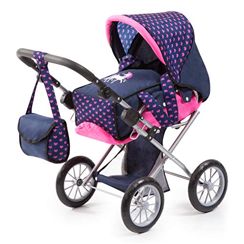 Bayer Design Bayer Design-13654AA Cochecito de Muñecas City Star con Bolso Cambiador, Transformable, Altura Regulable, Plegable, Moderno, Unicornio, Color Azul, Rosa 13654AA