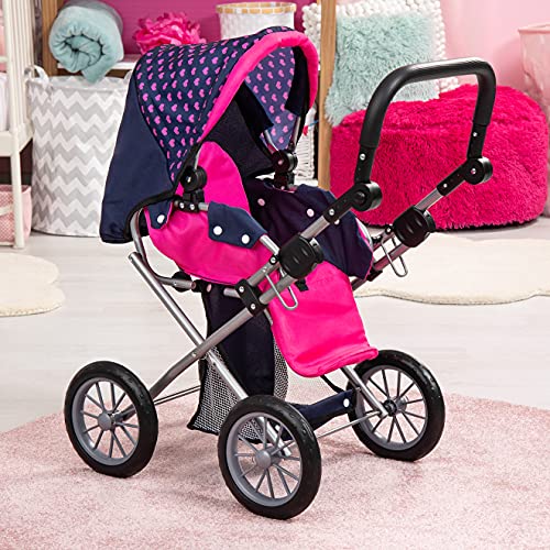 Bayer Design Bayer Design-13654AA Cochecito de Muñecas City Star con Bolso Cambiador, Transformable, Altura Regulable, Plegable, Moderno, Unicornio, Color Azul, Rosa 13654AA