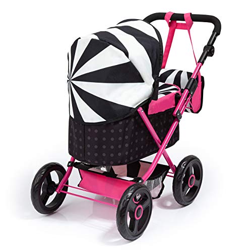 Bayer Design- Cochecito de Muñeca Cosatto CABI, Ajustable, Plegable, con Bolso Cambiador, Color Negro, Blanco, Rosa (13004AB)