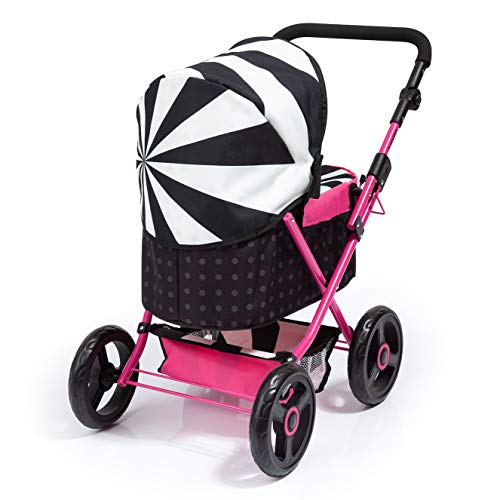 Bayer Design- Cochecito de Muñeca Cosatto CABI, Ajustable, Plegable, con Bolso Cambiador, Color Negro, Blanco, Rosa (13004AB)