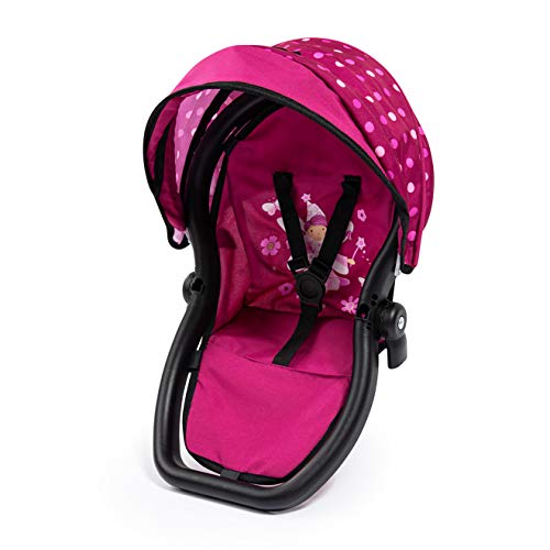 Bayer Design- Cochecito Gemelas, Carrito Paseo para muñecos, Ajustable en Altura, Plegable, con la Bolsa de Bandolera, Compatible con Silla de Coche EasyGo, Color Rojo, Burdeos, Hada (26267AA)