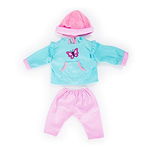 Bayer Design- Ropa 42 a 46cm, Accesorios para muñeca, Pantalones, Top y Gorra, Conjunto, Traje con Mariposa, Color turquesa, rosa (84675AA) , color/modelo surtido