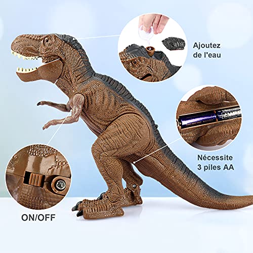 Baztoy Dinosaurios Teledirigido, Juguetes RC Dragón Robot con Rugido, Rociar, Movimiento y Luz T Rex Animales Radiocontrol para Niñas 3 4 5 6 7 8 9 10 Años Juegos Educativos Regalos Cumpleaños Navidad