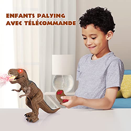 Baztoy Dinosaurios Teledirigido, Juguetes RC Dragón Robot con Rugido, Rociar, Movimiento y Luz T Rex Animales Radiocontrol para Niñas 3 4 5 6 7 8 9 10 Años Juegos Educativos Regalos Cumpleaños Navidad