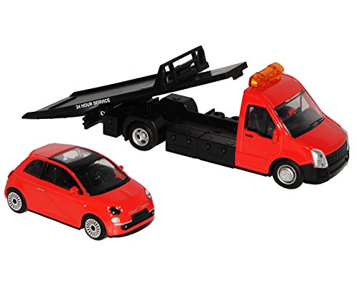 Bburago Transportador de coche con Fiat 500 Nuova rojo Coupe a partir de 2007 1/43 modelo coche