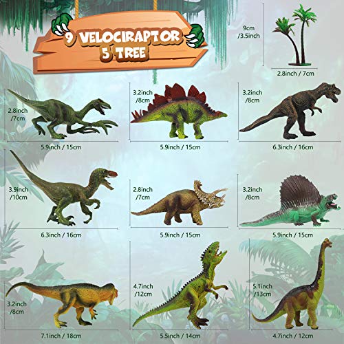 Bdwing Dinosaurio del Juguete, Dinosaurios educativos realistas con tapete de Juego para Crear un Mundo jurásico, Que Incluye T-Rex, Triceratops, Velociraptor, Regalo para niños