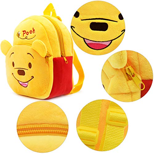 Bebe Mochila Felpa - Miotlsy Mochila Bebe Guarderia, Pequeño Linda Mochilas para Winnie The Pooh Animales Design Suave Mochila de Felpa para Bebe Niños Niñas 1-3 Años