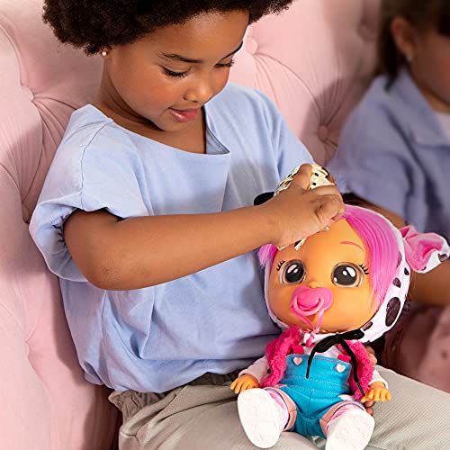 BEBÉS LLORONES Dressy Dotty el dálmata | Muñeca interactiva que llora de verdad con pelo a peinar, Ropa para vestir y Accesorios para jugar| Juguete, regalo, muñeco para niños y niñas +2 años