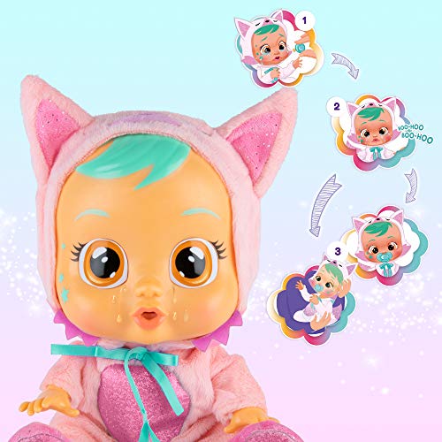 BEBÉS LLORONES Fantasy Foxie el zorro | Muñeca Interactiva que llora de verdad con chupete y pijama rosa de Zorro - Muñeco para niñas y niños +18 meses