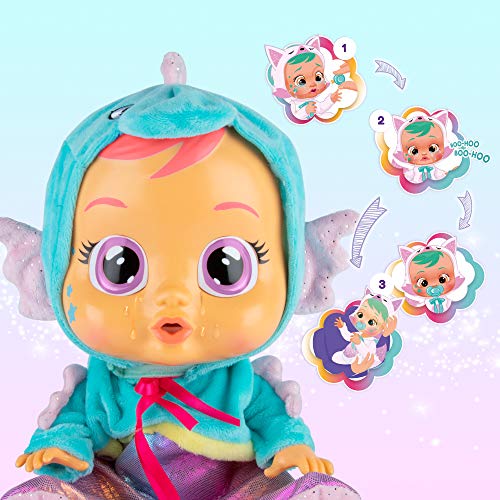 Bebés Llorones Fantasy Nessie - Muñeca Interactiva que llora de verdad con chupete y pijama de Animal Marino