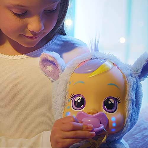 BEBÉS LLORONES Goodnight Starry Sky Jenna | Suave muñeca quitamiedos para dormir, que llora lágrimas LED, proyecta cielo de estrellas con música relajante | Regalo y muñeca ideal para niños de +2 años